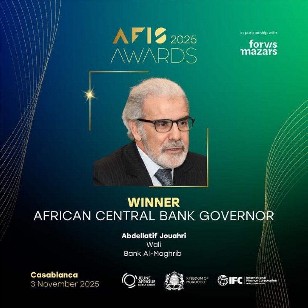 Abdellatif Jouahri distingué “African Central Bank Governor” aux AFIS Awards 2025