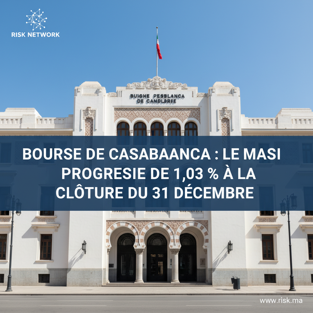 Bourse de Casablanca : le MASI progresse de 1,03 % à la clôture du 31 décembre